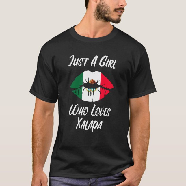 Lips Mouth Love Mexican Flag Xalapa T-Shirt (Front)