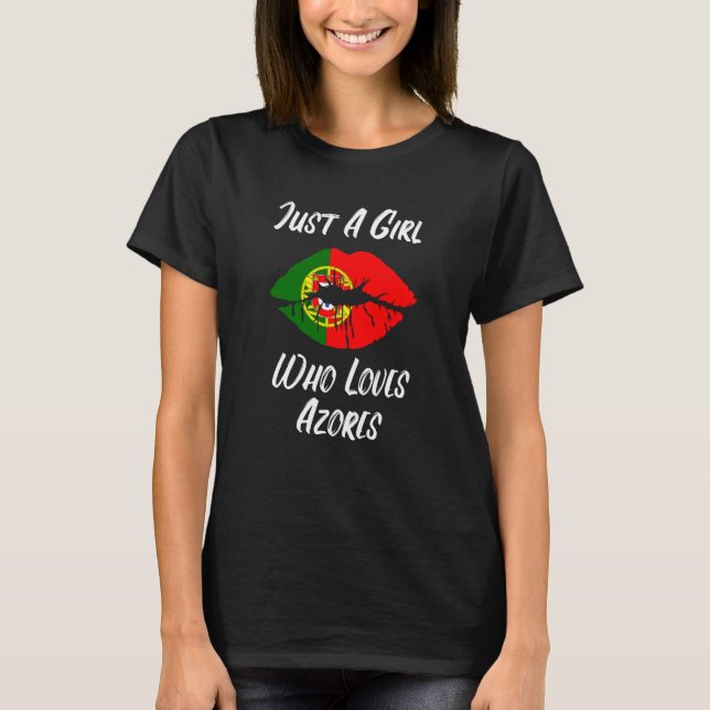 Lips Mouth Love Portuguese Flag Azores T-Shirt (Front)
