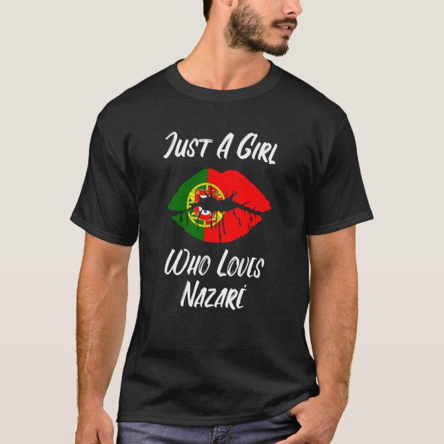 Lips Mouth Love Portuguese Flag Nazare T-Shirt (Front)