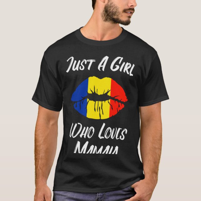 Lips Mouth Love Romanian Flag Mamaia T-Shirt (Front)