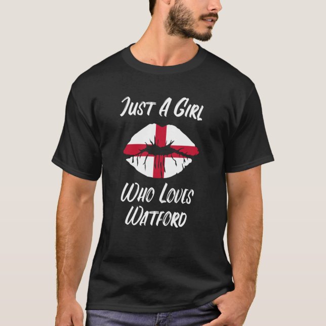 Lips Mouth Love Saint George's Cross Flag Watford T-Shirt (Front)