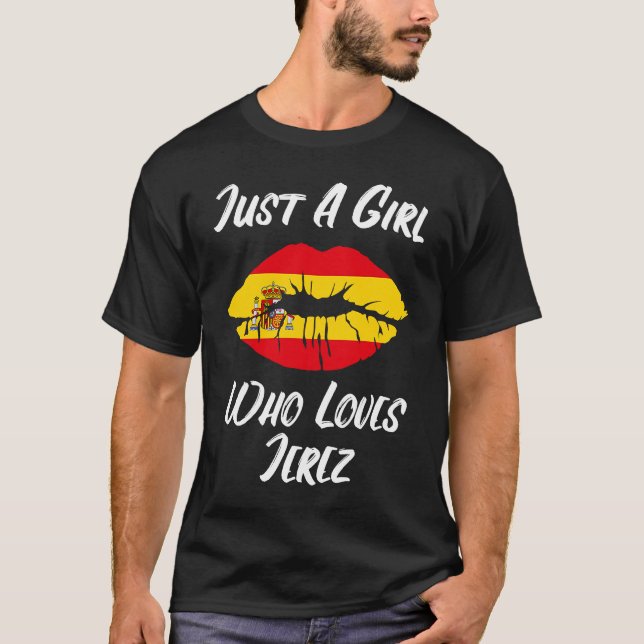 Lips Mouth Love Spanish Flag Jerez de la Frontera T-Shirt (Front)