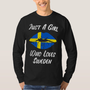 Lips Mouth Love Swedish Flag Sweden T-Shirt
