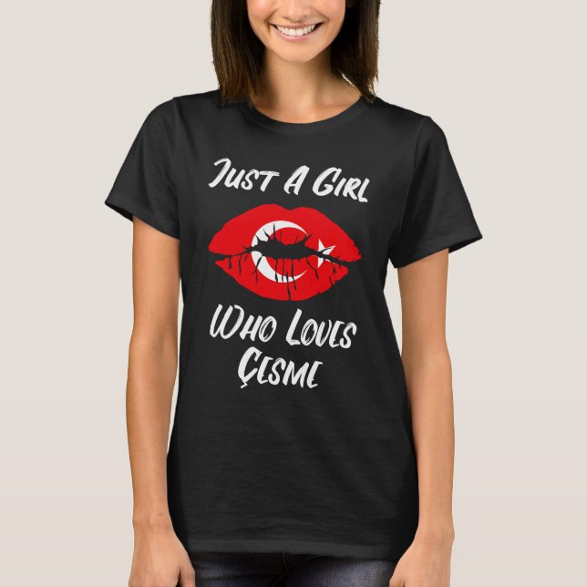 Lips Mouth Love Turkish Flag Cesme T-Shirt (Front)