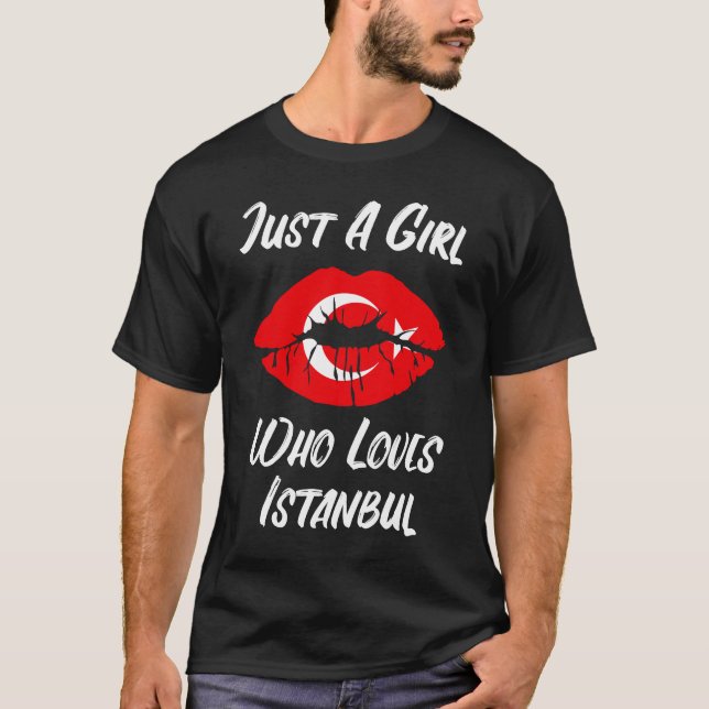 Lips Mouth Love Turkish Flag Istanbul T-Shirt (Front)