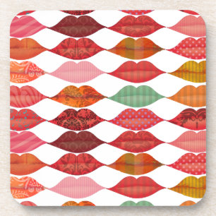 Lips Mrs. Hipster Vintage Retro Bride Coaster