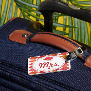 Lips Mrs. Hipster Vintage Retro Bride Luggage Tag