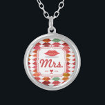 Lips Mrs. Hipster Vintage Retro Bride Silver Plated Necklace<br><div class="desc">Lips Mrs. Hipster Vintage Retro Bride</div>
