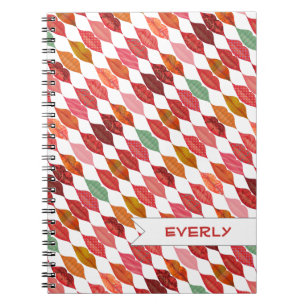 Lips Mrs. Hipster Vintage Retro Bride Spiral Notebook