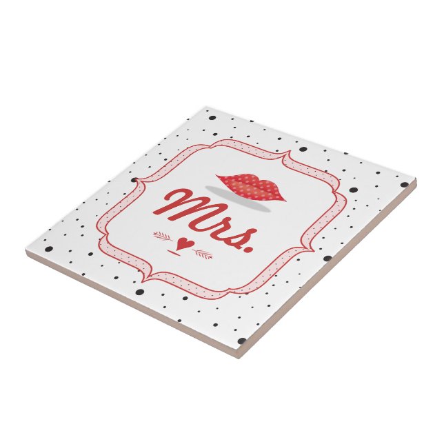 Lips Mrs. Hipster Vintage Retro Bride Tile (Side)