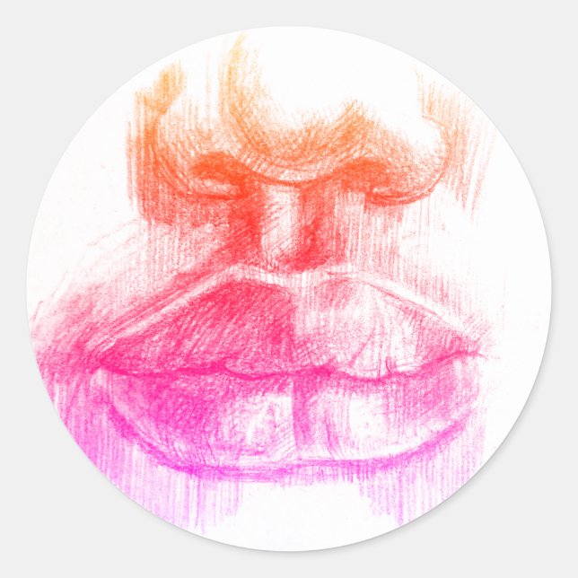 Lips & Nose Pencil Drawing Sticker (Front)