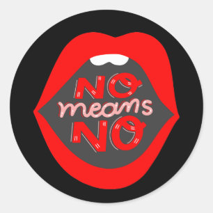 lips pop art no means no consent awareness classic round sticker