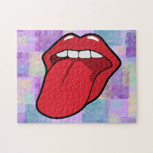 LIPS STICKING OUT TONGUE JIGSAW PUZZLE