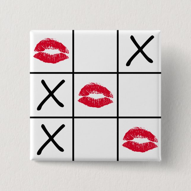 Lips Tic Tac Toe 15 Cm Square Badge (Front)