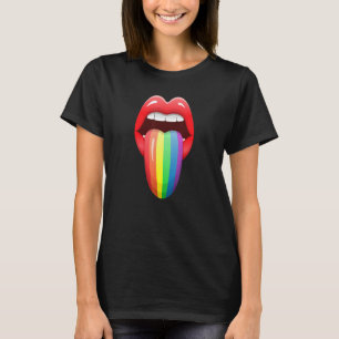 Lips Tongue Lgbt Lesbian Gay Pride Rainbow Flag T-Shirt