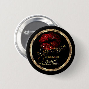 Lipsense - Cinnamon Red Glitter On Black 6 Cm Round Badge