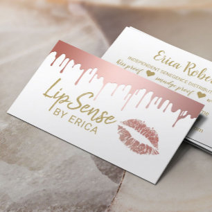 Lipsense Distributor Rose Gold Dripping Makeup Business Card