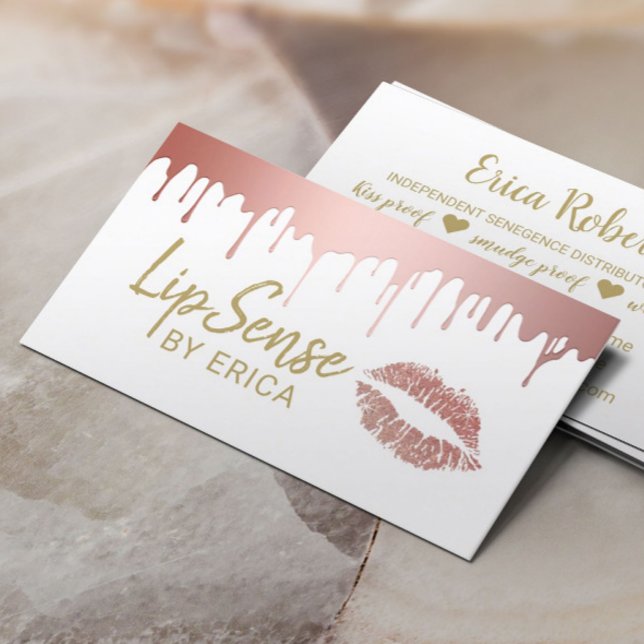 Lipsense Distributor Rose Gold Dripping Makeup Business Card (Creator Uploaded)
