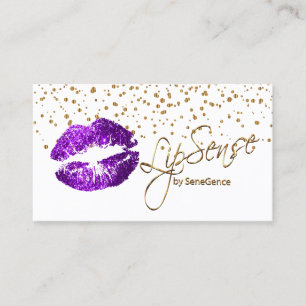 LipSense Gold Confetti & Purple Lips Business Card