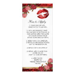 Lipsense Red Rose Glitter Lip Instructions Rack Card
