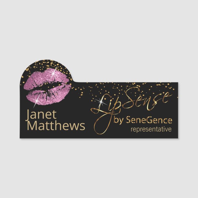 Lipsense Representative with Pink Lips Name Tag (Front)