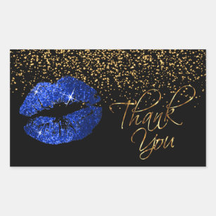Lipsense SeneGence Thank You - Blue Lips Rectangular Sticker