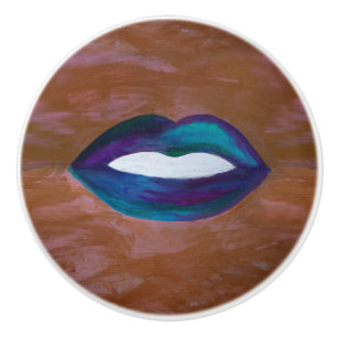 Lipstick Abstract Girly Lips Kiss XOXO Diva Glam Ceramic Knob