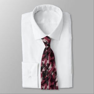 Lipstick and Dark Mauve camo abstract Tie