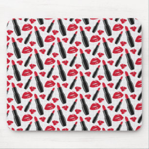 Lipstick And Lips Polka Dot Pattern Mouse Pad