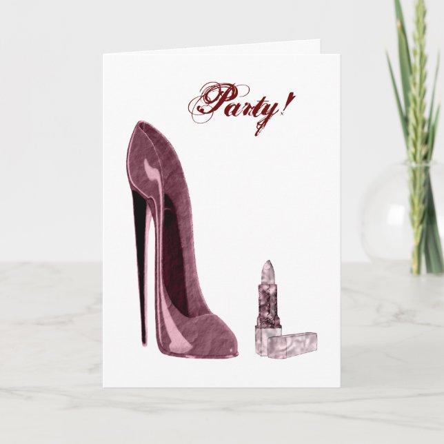 Lipstick and Red Stiletto Shoe Invitation (Front)