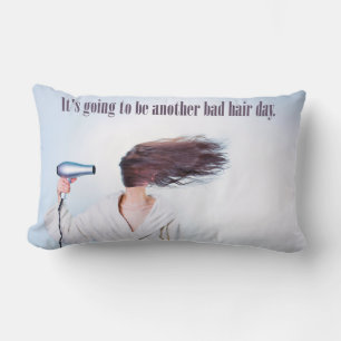 Lipstick / Bad Hair Day custom name throw pillow