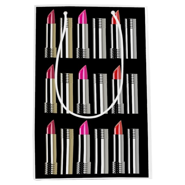 Lipstick chrome pink black cosmetology  medium gift bag (Front)