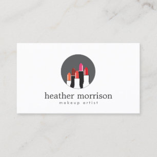 Lipstick Collage Logo for Makeup Artists, Beauty Business Card