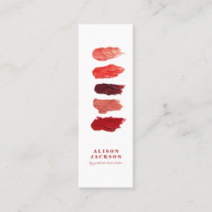 Lipstick colours swatches ruby red makeup artist mini business card
