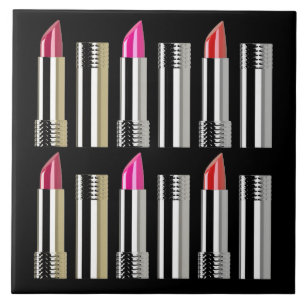 Lipstick cosmetic makeup chrome pink red tile