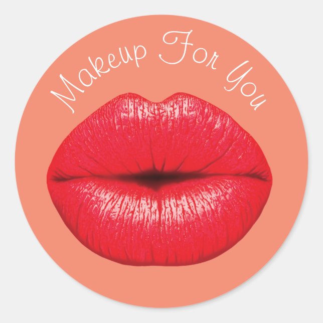 Lipstick design makeup business branding classic round sticker (Front)