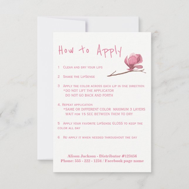 Lipstick distributor application instructions (Front)