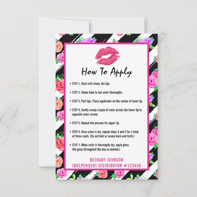 Lipstick Distributor Application / Tips Card (Front)