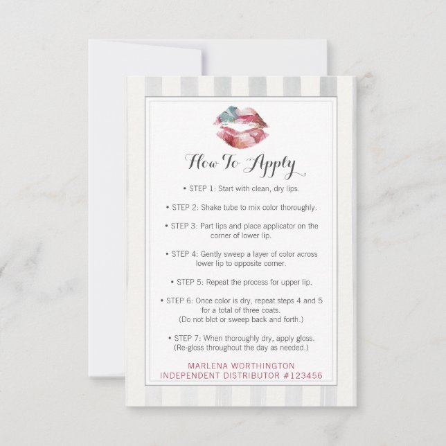 Lipstick Distributor Application / Tips Card (Front)