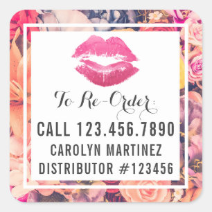Lipstick Distributor Floral Kiss Re-Order Label