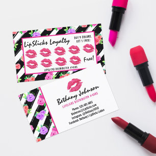 Lipstick Distributor Glam Rose Kiss Loyalty Stamp Card
