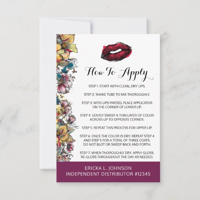 Lipstick Distributor How To Apply Application Card (Front)