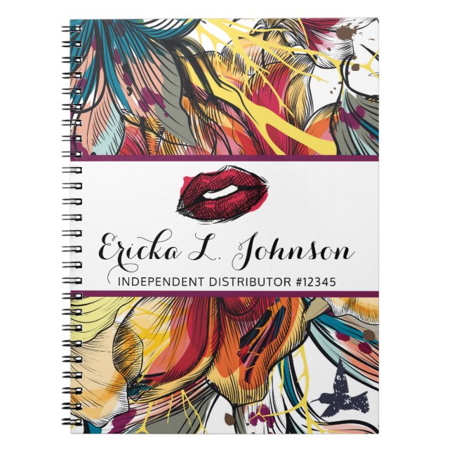Lipstick Distributor Lip Kiss Personalised Modern Spiral Notebook (Front)