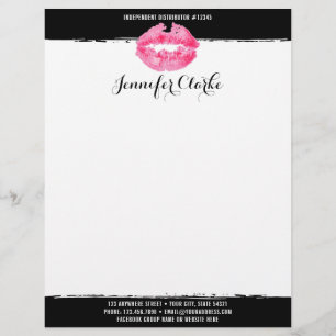 Lipstick Distributor Marketing Pink Lips Kiss Customized Letterhead