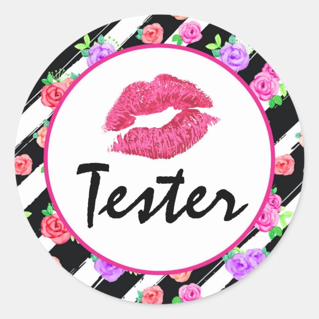 Lipstick Distributor Product Tester Glam Rose Kiss Classic Round Sticker (Front)