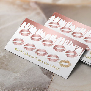 Lipstick Distributor Rose Gold Lips Beauty Salon  Loyalty Card
