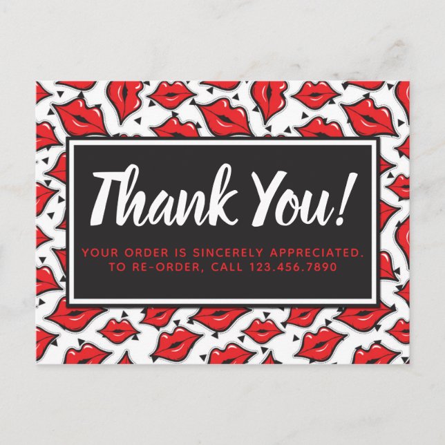 Lipstick Distributor Thank You Red Lips Kiss Postcard (Front)