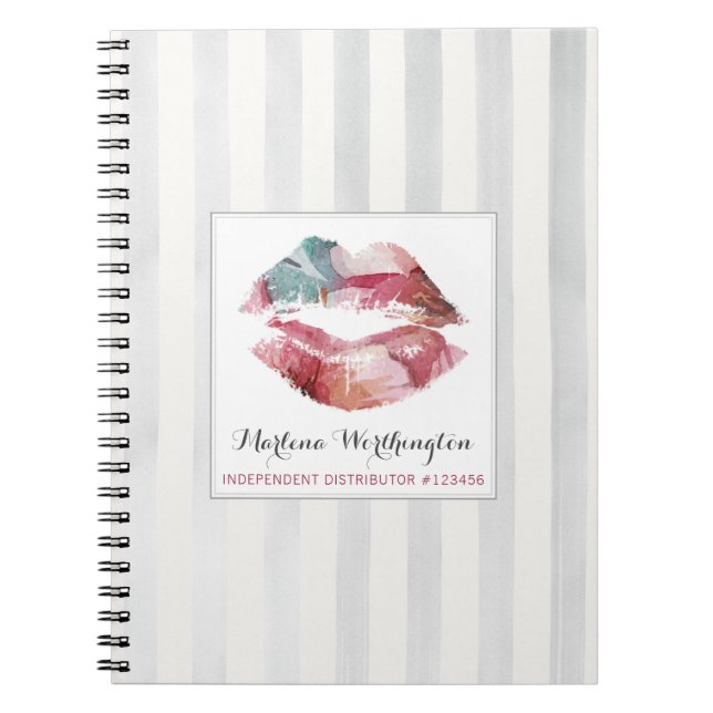 Lipstick Distributor Watercolor Kiss Personalised Notebook (Front)