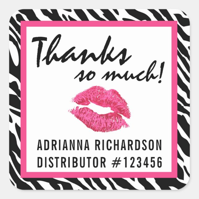 Lipstick Distributor Zebra Kiss Thank You Label (Front)