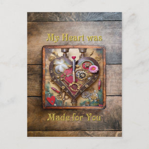 Lipstick Flowers Heart Steampunk Series Postcard